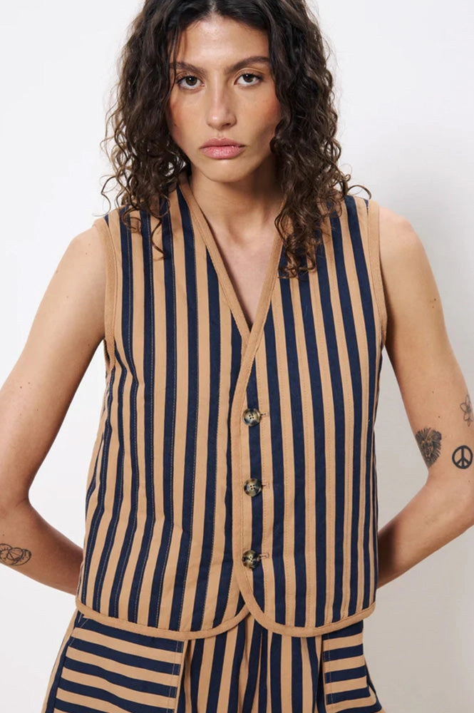 FRNCH Camila Blue Reversible Waistcoat