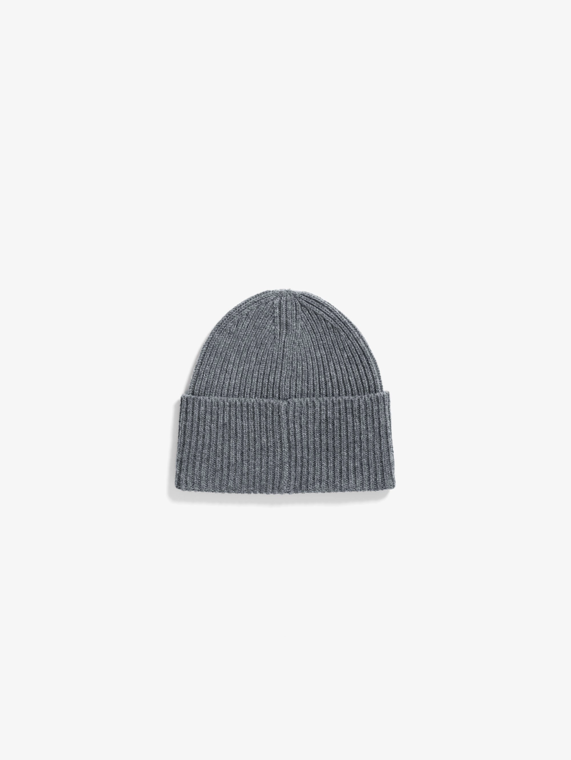 Gray Ribbed Wool Hat