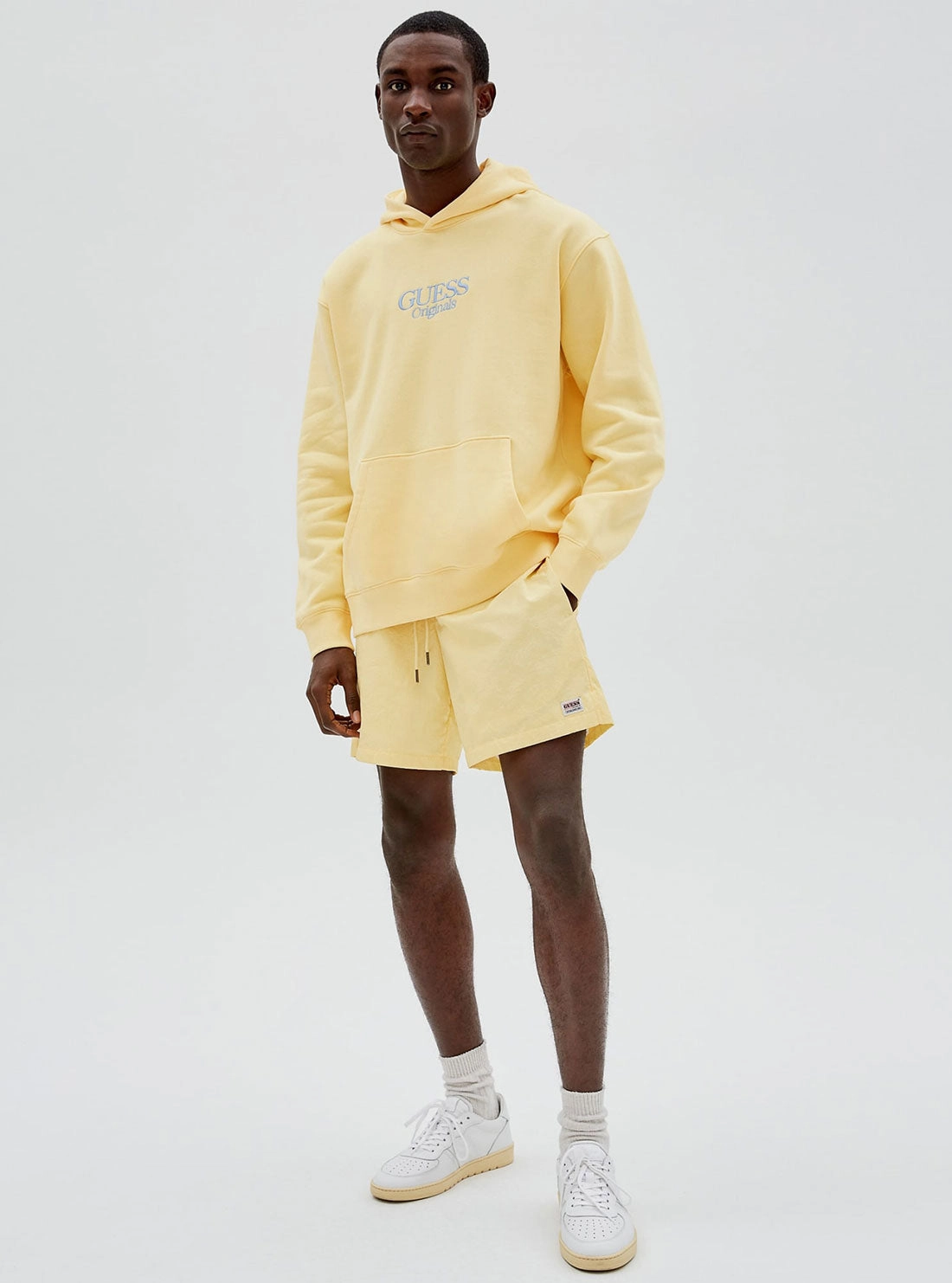 GUESS Originals Butter Yellow Nylon Patch Shorts