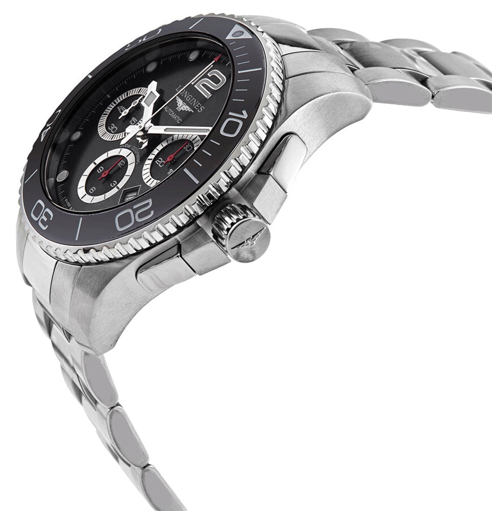 Longines HydroConquest Automatic Chronograph Stainless Steel Black Dial Date Divers Mens Watch L3.883.4.56.6
