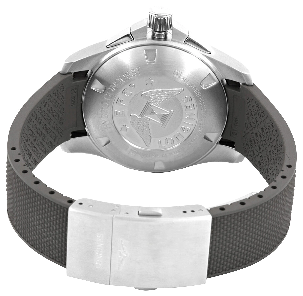 Longines HydroConquest Automatic Chronograph Stainless Steel Gray Dial Gray Rubber Strap Date Divers Mens Watch L3.883.4.76.9