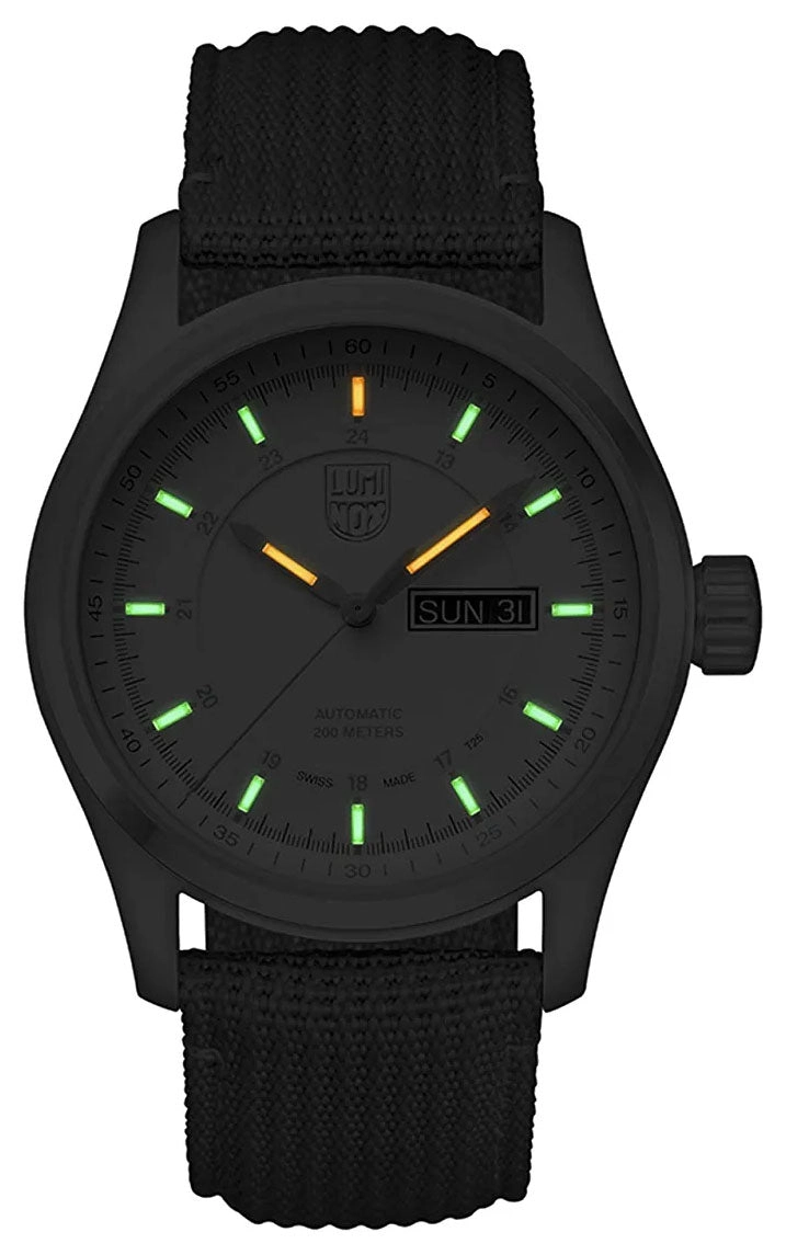 Luminox Atacama Field Automatic Stainless Steel Ivory Dial Green Textile Strap Day/Date Mens Watch XL.1907.NF
