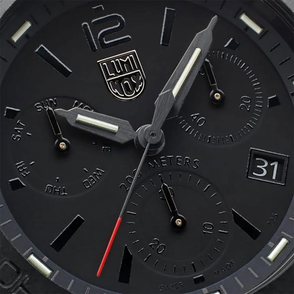 Luminox Pacific Diver Chronograph Black PVD Black Dial Black Rubber Strap Day/Date Divers Quartz Mens Watch XS.3141.BO