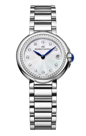 Maurice Lacroix Fiaba Stainless Steel Diamonds Mother-of-Pearl Dial Date Quartz Womens Watch FA1003-SD502-170-1