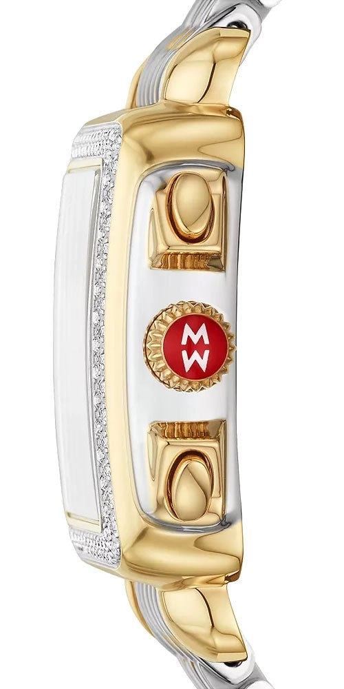 Michele Deco Chronograph Blue Mother-of-Pearl Dial Date Two-Tone Stainless Steel & Diamonds Womens Watch MWW06A000809