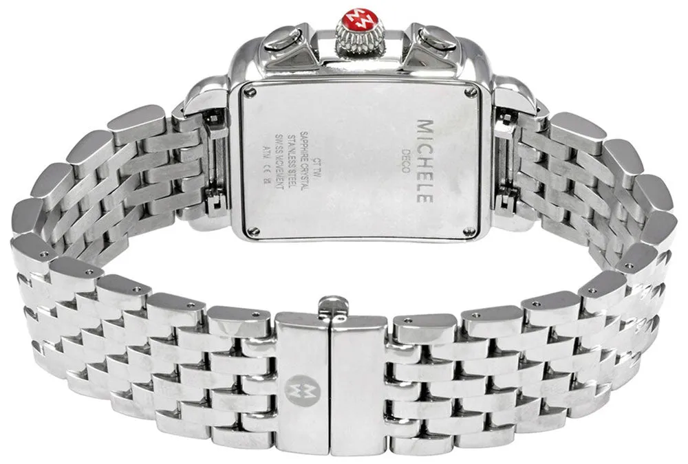 Michele Deco Chronograph Stainless Steel Diamonds Mother-of-Pearl Dial Date Womens Watch MWW06A000778
