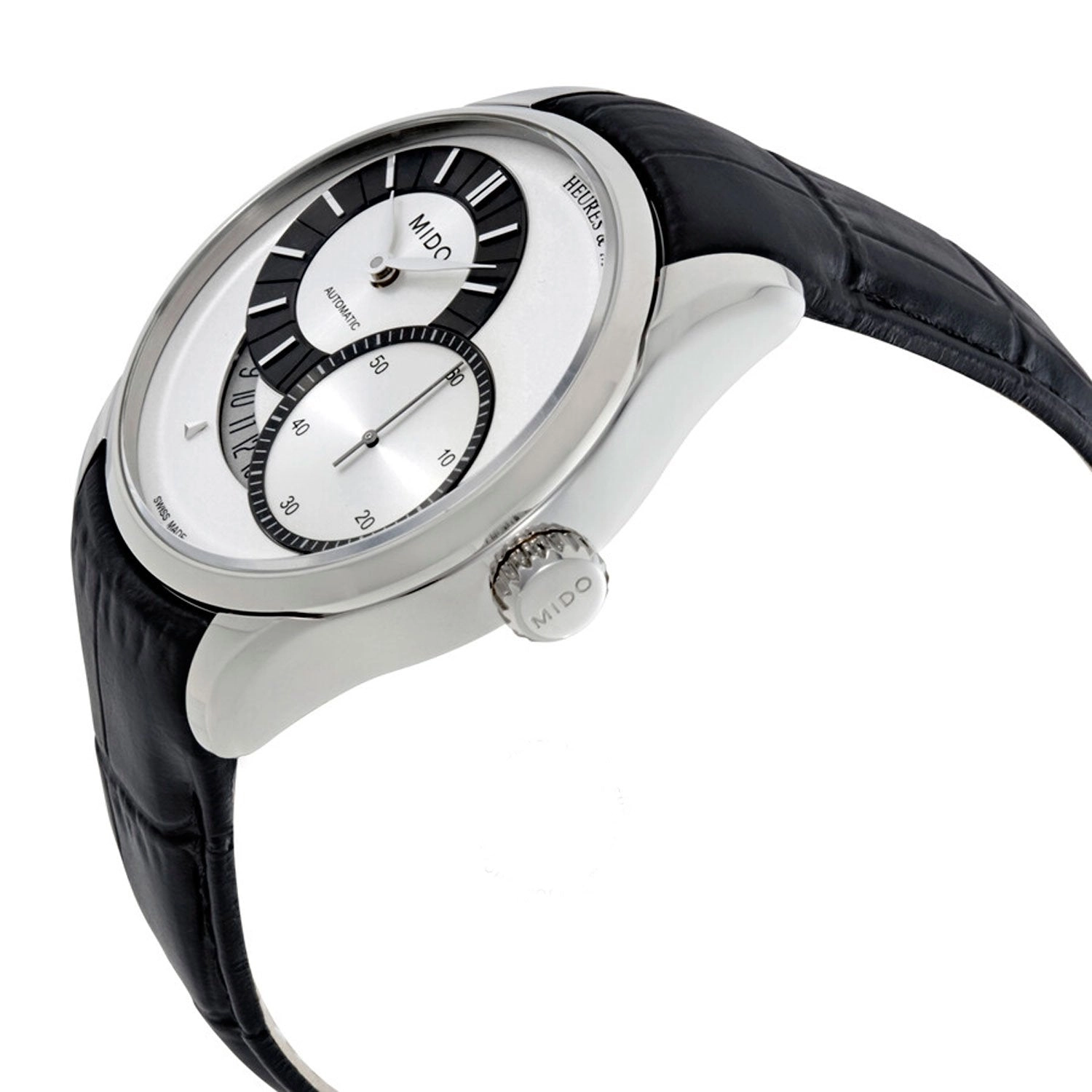 Mido Belluna II Heures & Minutes Decentrees Automatic Black Leather Strap Men's Watch M024.444.16.031.00