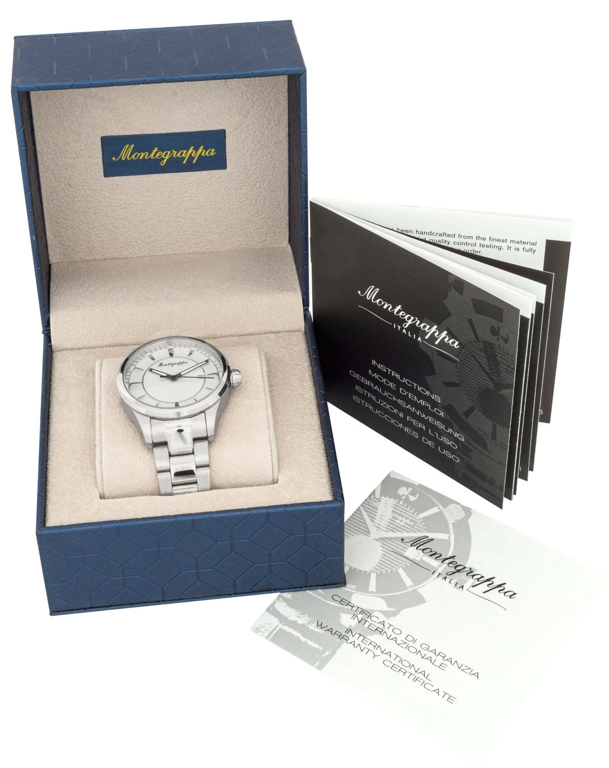 Montegrappa Fortuna White Dial Stainless Steel Quartz Men's Watch Date IDFOWAIJ