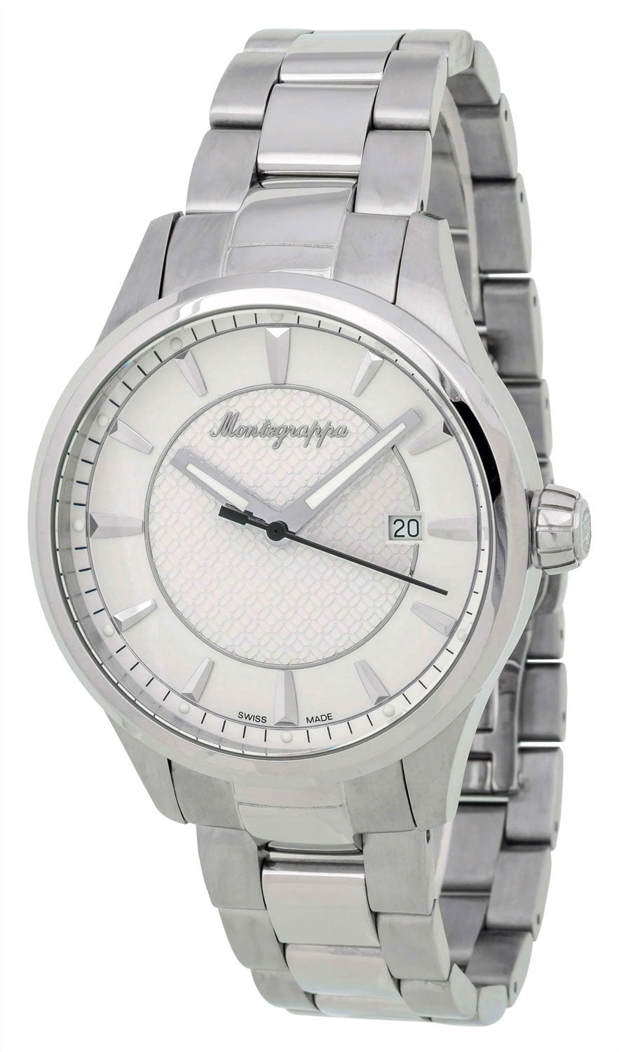 Montegrappa Fortuna White Dial Stainless Steel Quartz Men's Watch Date IDFOWAIJ