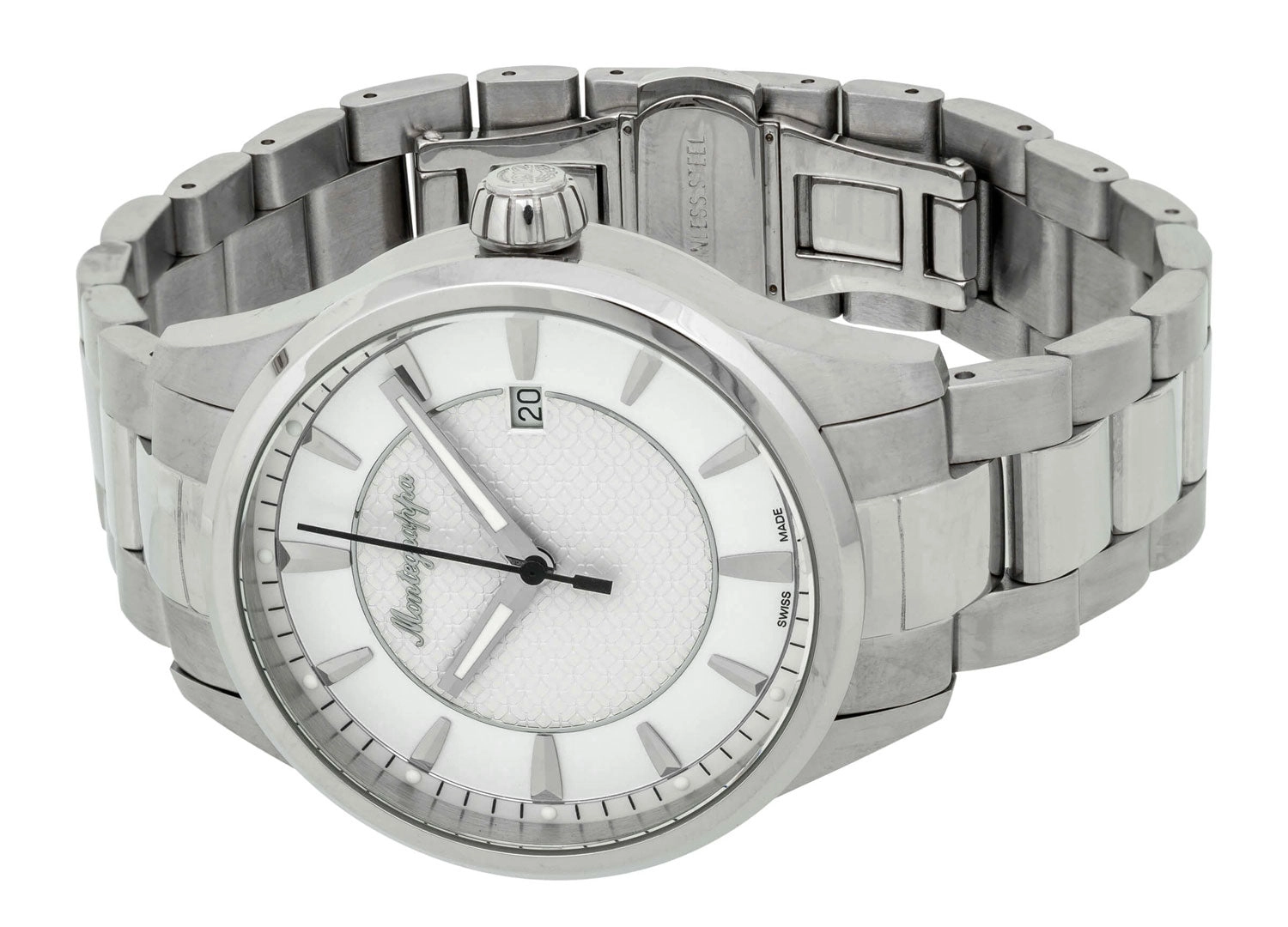 Montegrappa Fortuna White Dial Stainless Steel Quartz Men's Watch Date IDFOWAIJ
