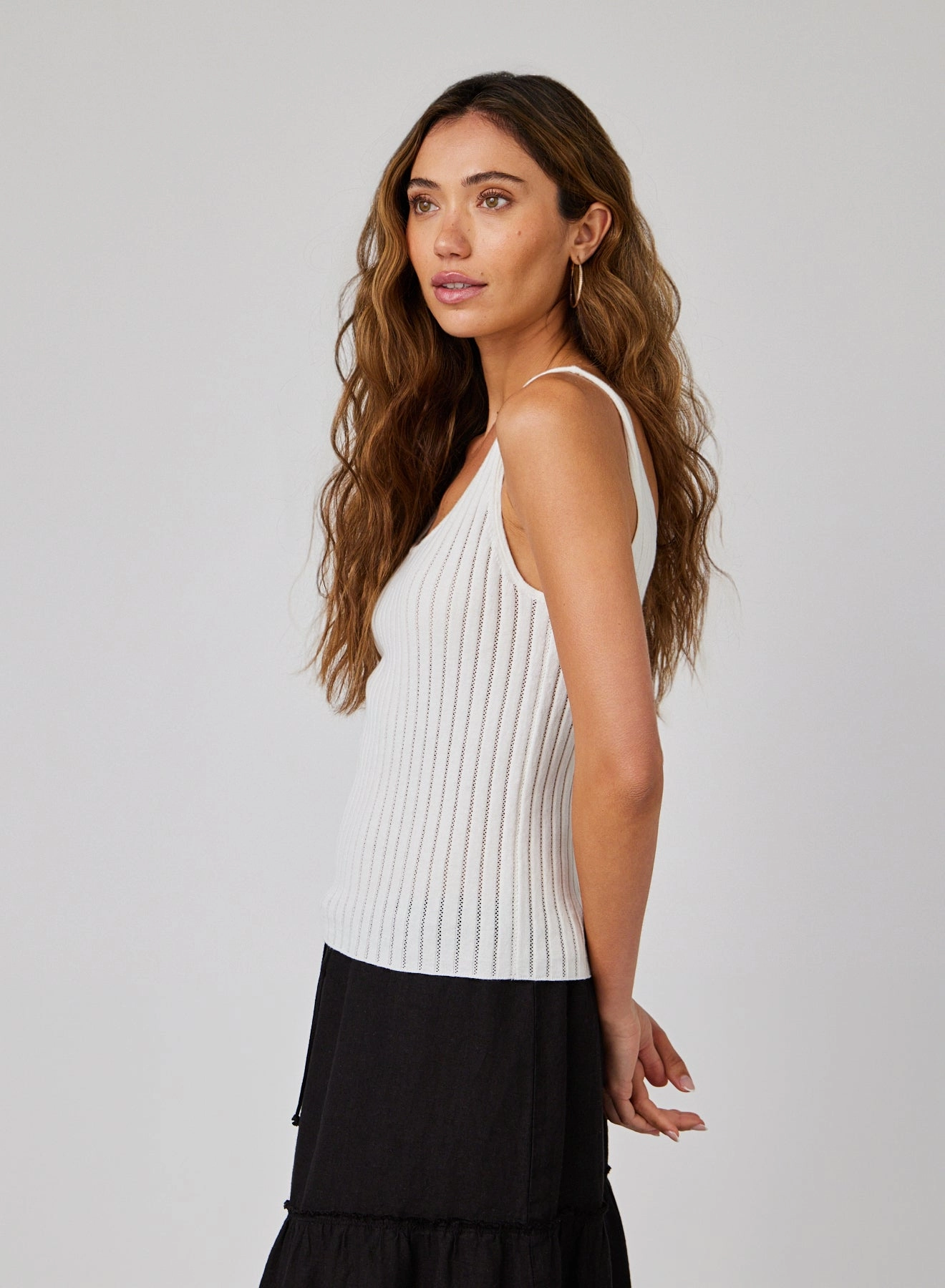 Open Knit Tank - White