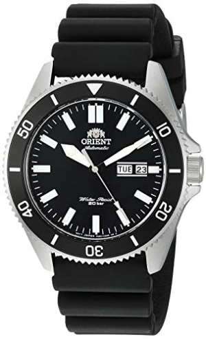 Orient Kanno Automatic Black Silicone Strap Black Dial Day-Date Divers Mens Watch RA-AA0010B19A