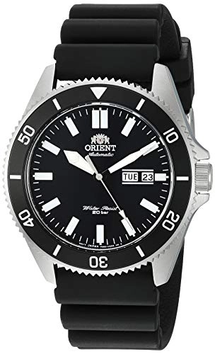 Orient Kanno Automatic Black Silicone Strap Black Dial Day-Date Divers Mens Watch RA-AA0010B19A