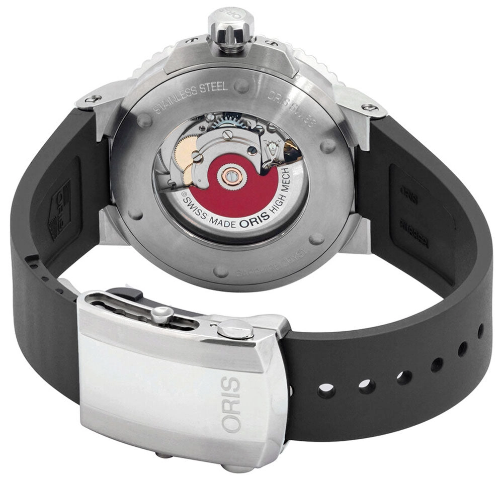 Oris Aquis Relief Automatic Stainless Steel Gray Dial Gray Rubber Strap Date Divers Mens Watch 733 7730 4153-07 4 24 63EB
