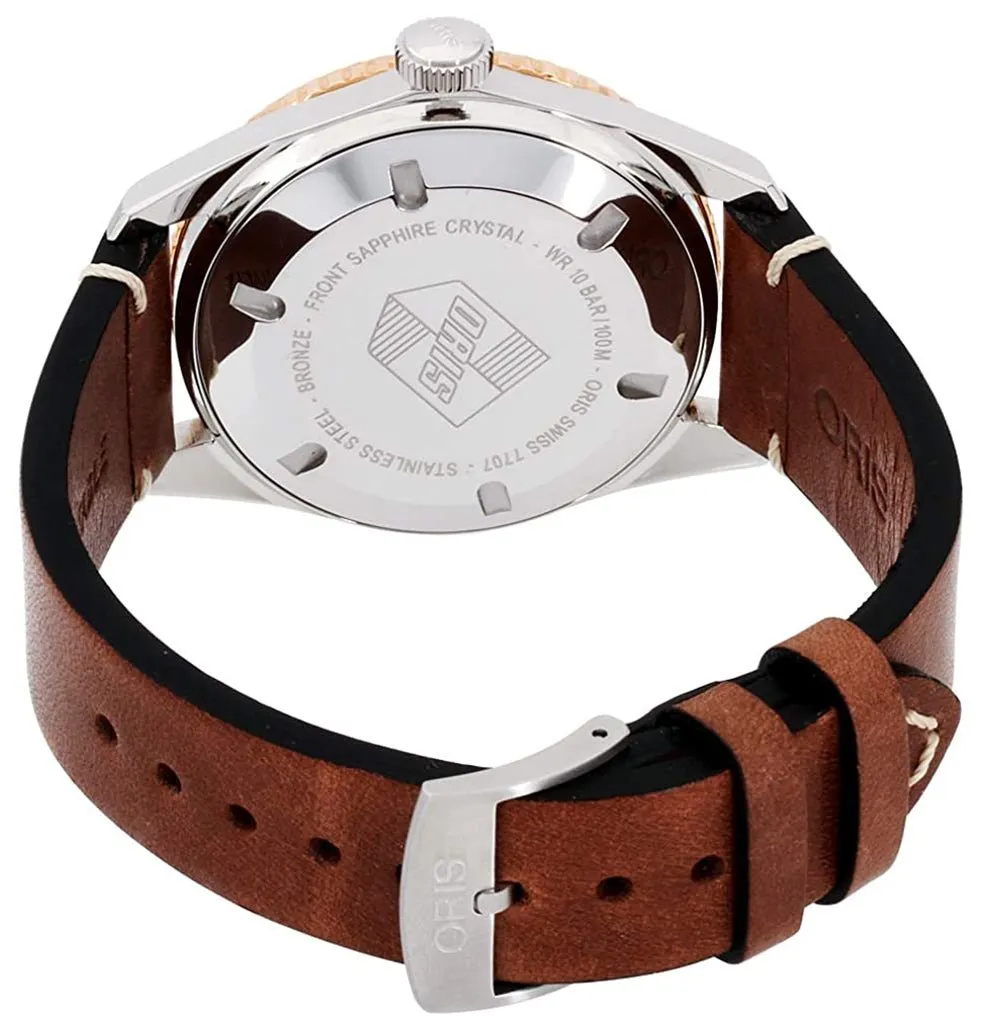 Oris Divers Sixty-Five Automatic Stainless Steel Brown Leather Strap Black Dial Date Mens Watch 733 7707 4354-07 5 20 45