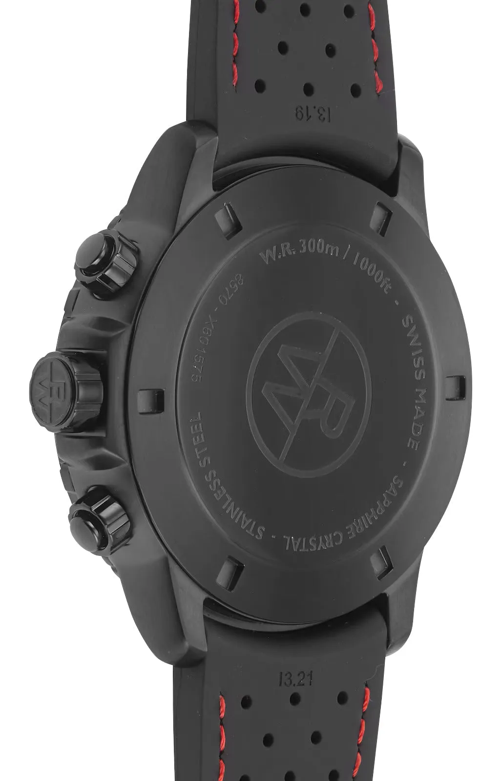 Raymond Weil Tango Chronograph Black PVD Black/Red Dial Black Rubber Strap Date Divers Quartz Mens Watch 8570-BKR-05240