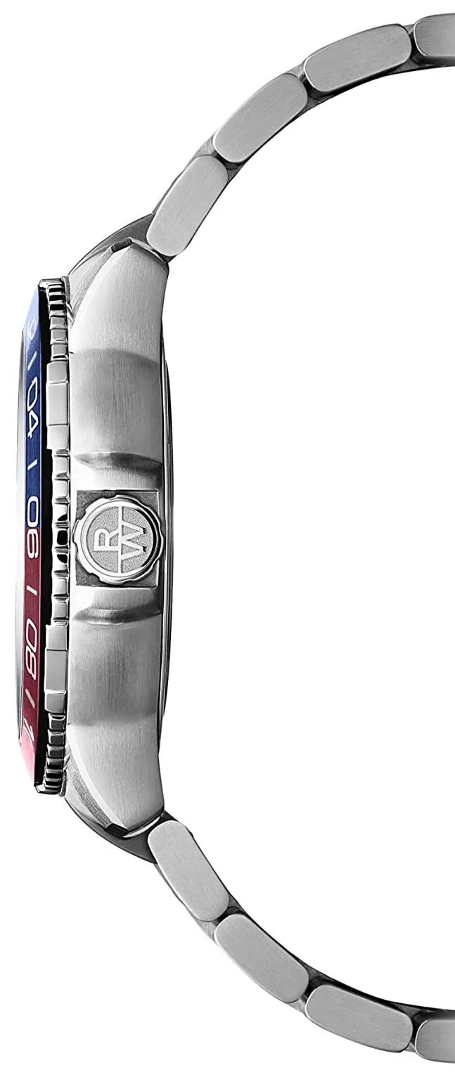 Raymond Weil Tango GMT Stainless Steel Black Dial Pepsi Bezel Date Divers Quartz Mens Watch 8280-ST3-20001