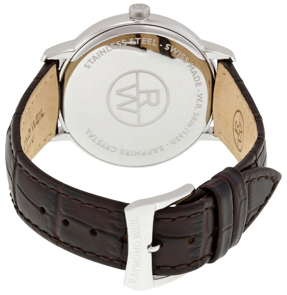 Raymond Weil Toccata Stainless Steel Silver Dial Date Brown Leather Strap Mens Watch 5488-SL5-65001