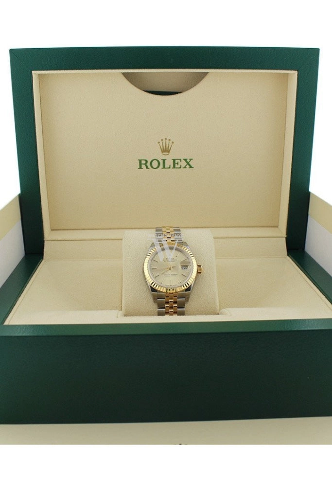 Rolex Datejust 28 Champagne Dial Fluted Yellow Gold Two Tone Jubilee Ladies Watch 279173 NP