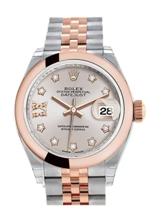 Rolex Datejust 28 Sundust 9 diamonds set in star Dial Jubilee Ladies Watch 279161 NP