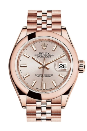 Rolex Datejust 28 Sundust Dial Rose Gold Jubilee Ladies Watch 279165 NP
