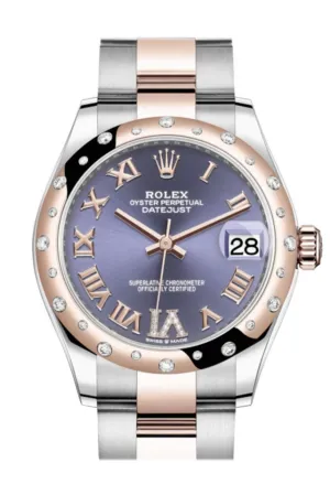 Rolex Datejust 31 Aubergine Large VI diamonds Dial Diamond Bezel Rose Gold Two Tone Watch 278341RBR 278341