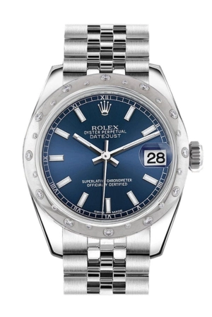 Rolex Datejust 31 Blue Dial Dome set with Diamonds Bezel Jubilee Ladies Watch 178344 Pre-owned