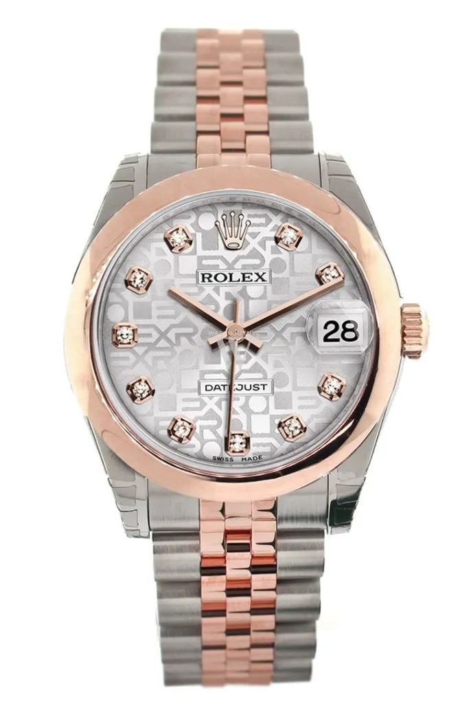 Rolex Datejust 31 Silver Jubilee Diamond Dial 18K Rose Gold Two Tone Jubilee Ladies Watch 178241