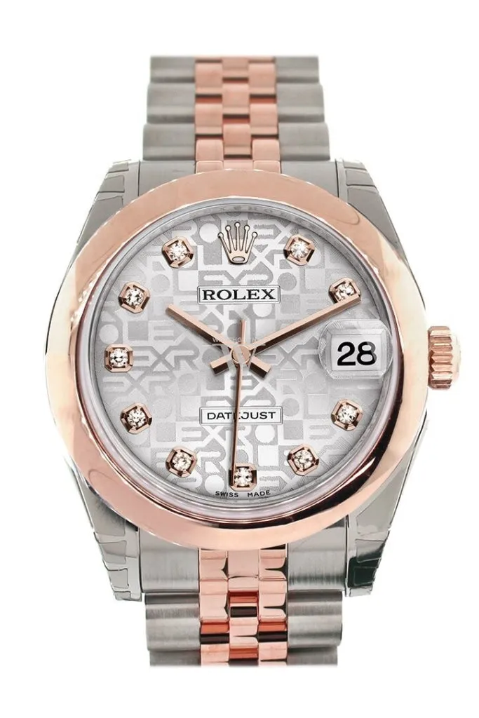 Rolex Datejust 31 Silver Jubilee Diamond Dial 18K Rose Gold Two Tone Jubilee Ladies Watch 178241