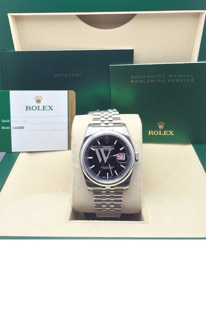 ROLEX Datejust 36 Black Dial Steel Jubilee Mens Watch 116200 Pre-owned