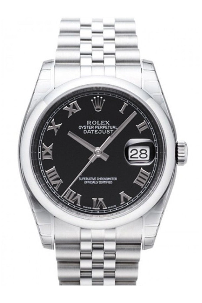 Rolex Datejust 36 Black Roman Dial Jubilee Bracelet Men's Watch 116200 Pre-owned