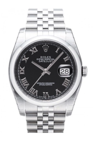 Rolex Datejust 36 Black Roman Dial Jubilee Bracelet Men's Watch 116200 Pre-owned