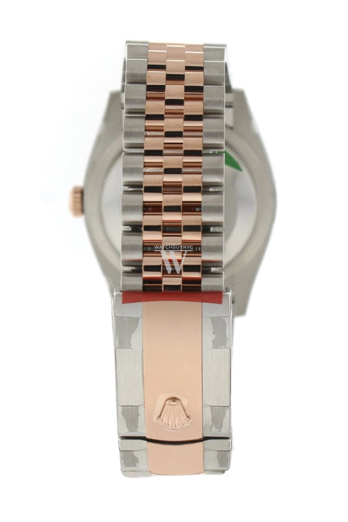 Rolex Datejust 36 Black set with diamonds Dial Fluted Rose Gold Two Tone Jubilee Watch 126231 NP