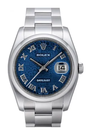 Rolex Datejust 36 Blue Jubilee Dial Stainless Steel Oyster Men's Watch 116200 Pre-owned
