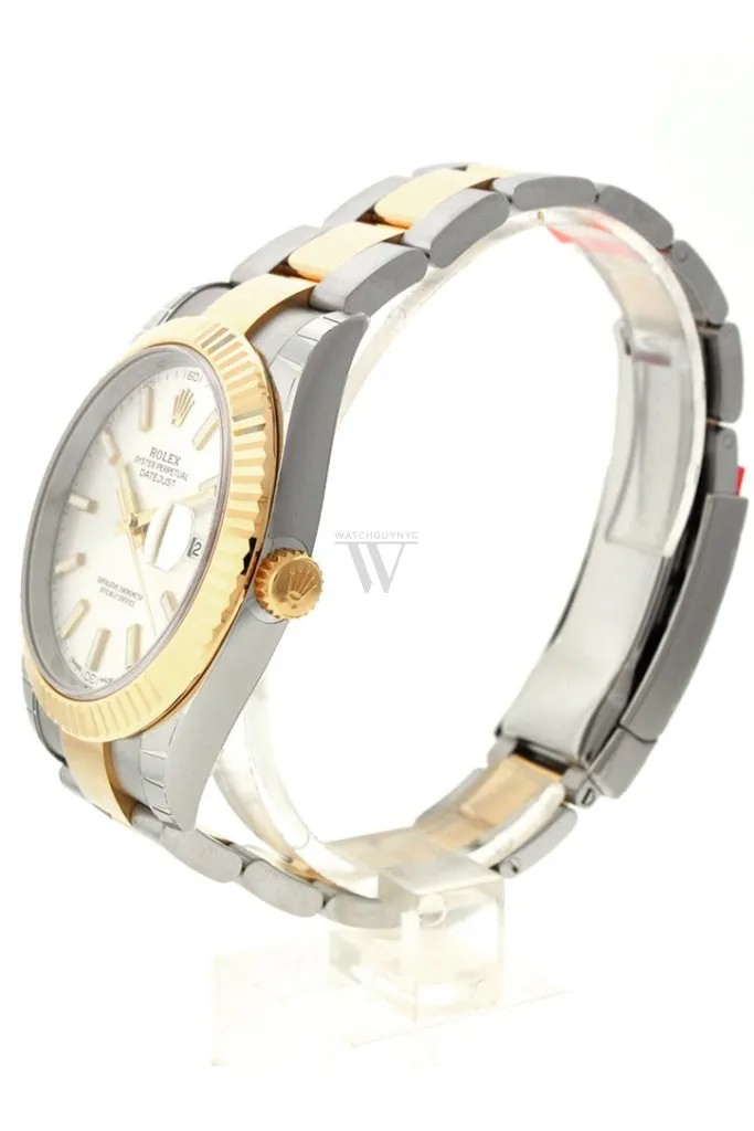 Rolex Datejust 41 Silver Dial Fluted Bezel 18k Yellow Gold Mens Watch 126333