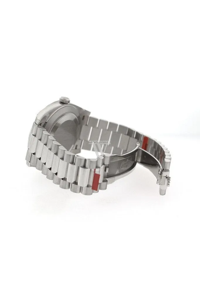 Rolex Day-Date 40 Dark Rhodium Stripe Motif Dial Dome Bezel Platinum President Automatic Men's Watch 228206 DC