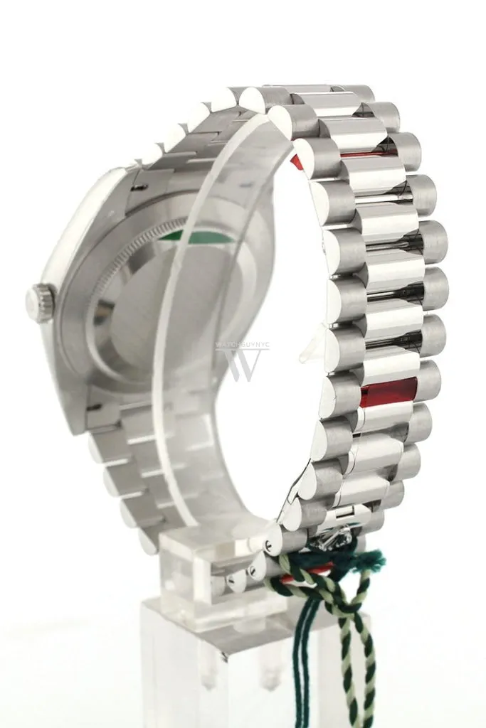 Rolex Day-Date 40 Dark Rhodium Stripe Motif Dial Dome Bezel Platinum President Automatic Men's Watch 228206 DC
