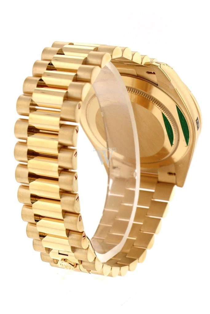 Rolex Day-Date 40 White Roman Dial 40 Baguette Diamond Bezel 18K Yellow Gold President Automatic Men's Watch 228398TBR  228398