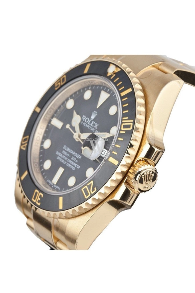 ROLEX Submariner Date 40 Black Dial 18k Yellow Gold Men's Watch 116618LN 116618