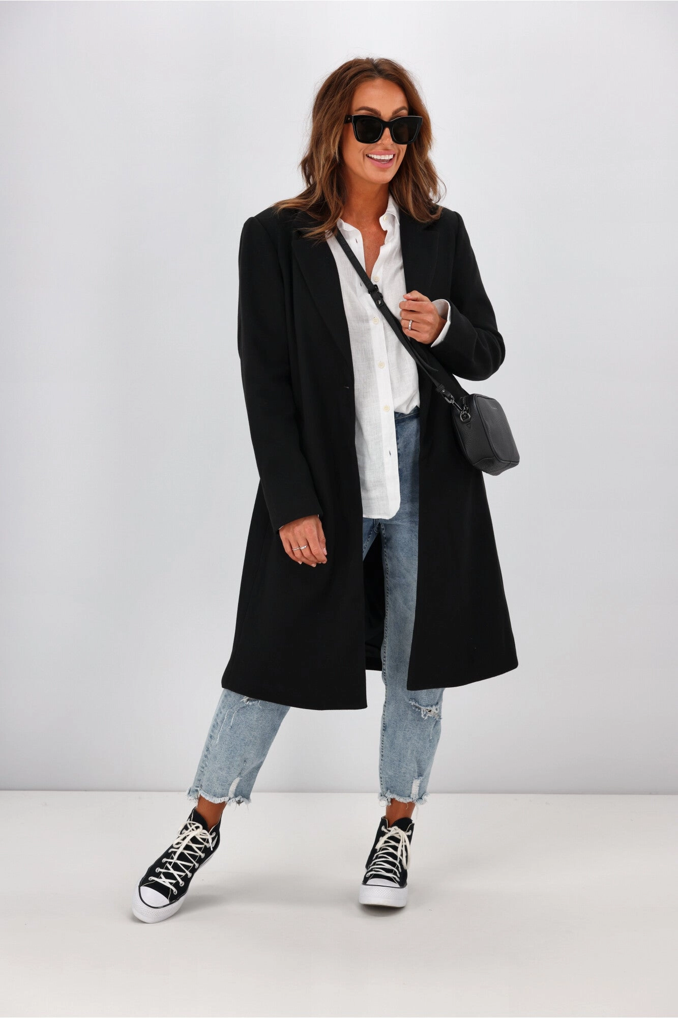 Shine On Label Montana Long Coat Black