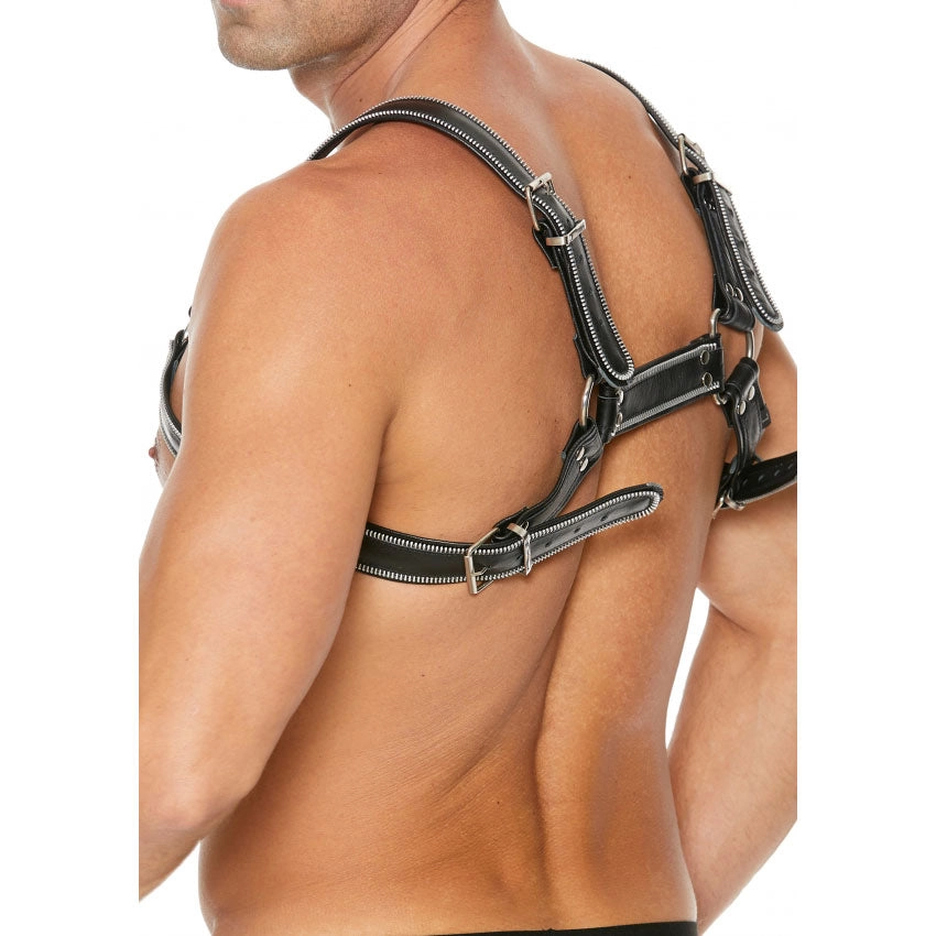 Shots UOMO Z Series Leather Men's Bulldog Harness L/XL - Black