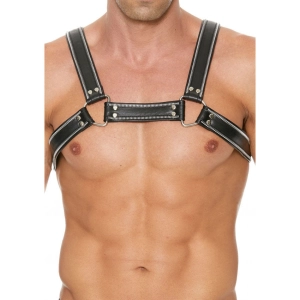Shots UOMO Z Series Leather Men's Bulldog Harness L/XL - Black