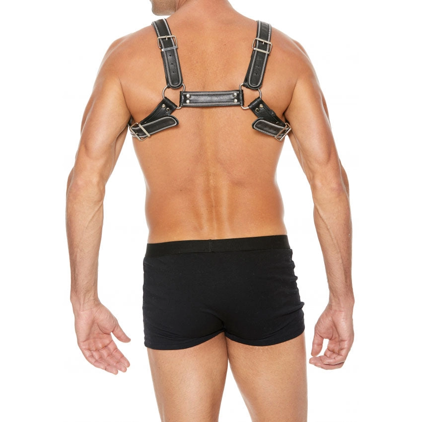 Shots UOMO Z Series Leather Men's Bulldog Harness L/XL - Black