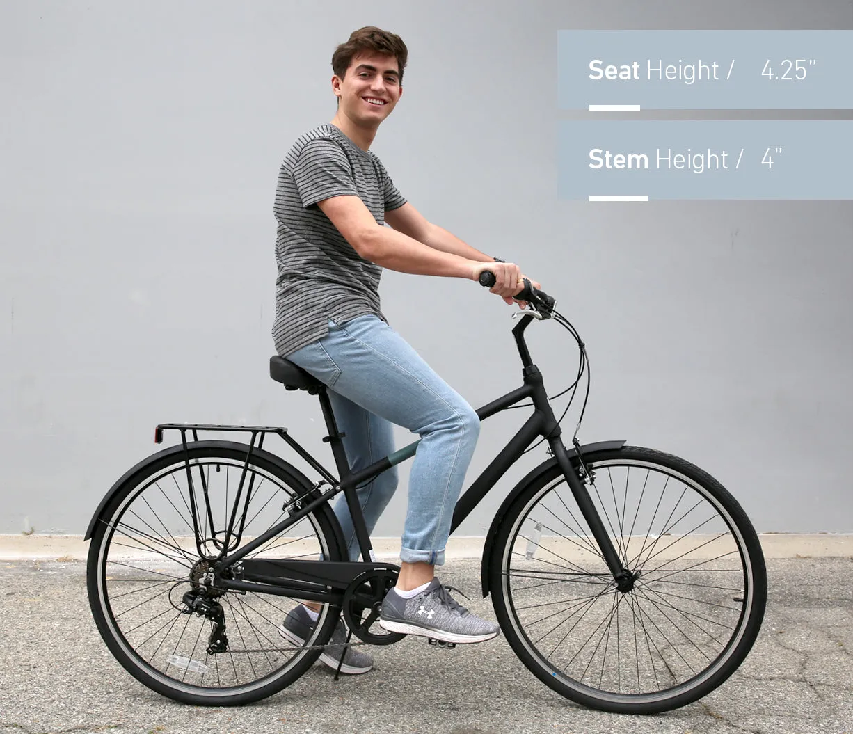 sixthreezero Reach Your Destination Men's 7 Speed Hybrid Bike, Matte Black