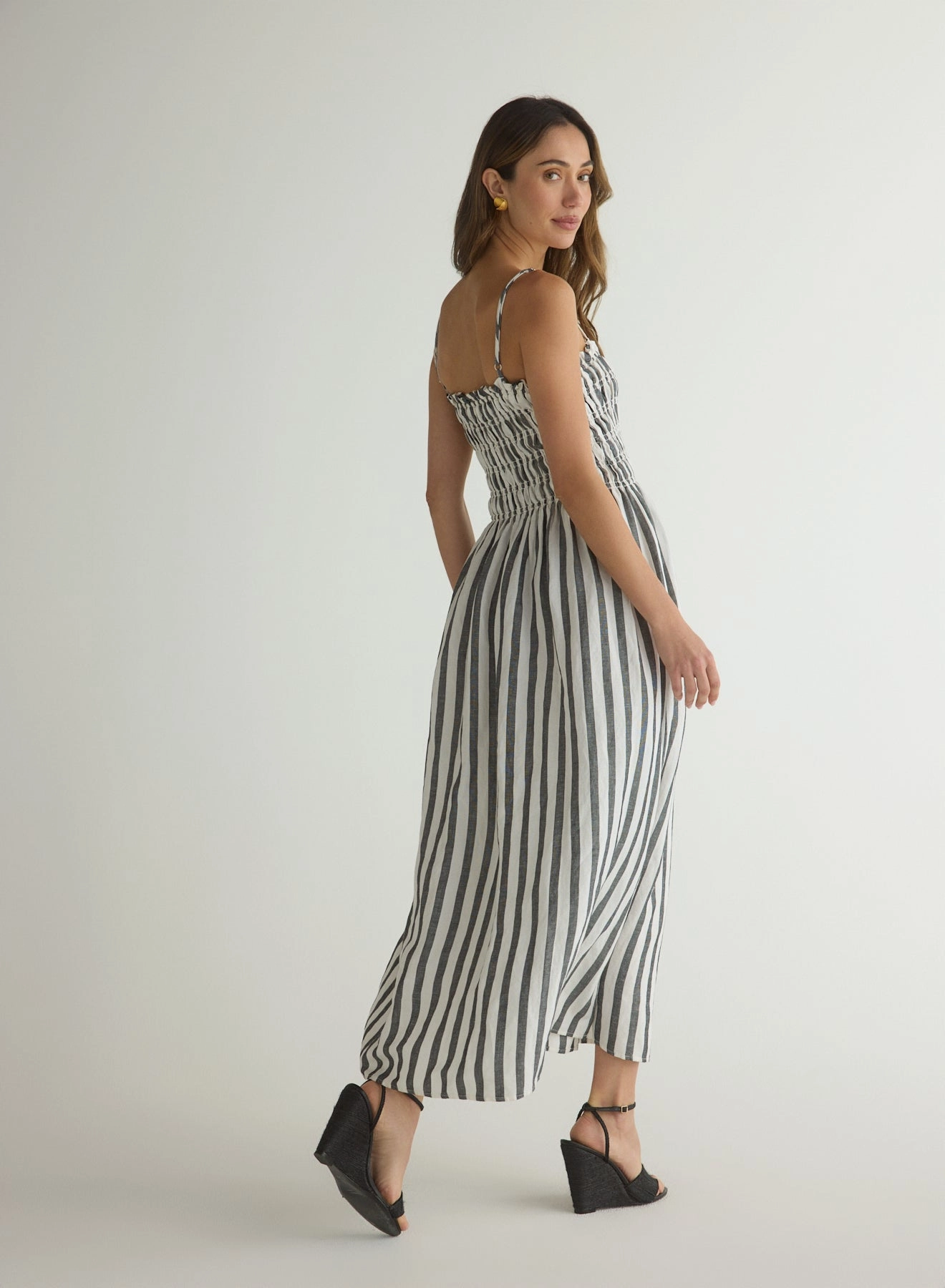 Smocked Midi Dress - Saint Tropez Stripe