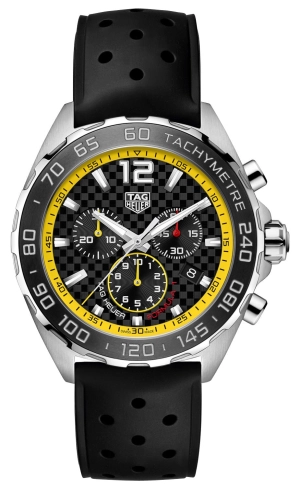 TAG Heuer Formula 1 Chronograph Stainless Steel Black Dial Black Rubber Strap Date Divers Quartz Mens Watch CAZ101AC.FT8024
