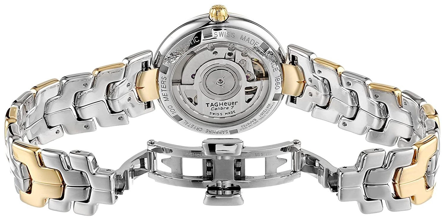 TAG Heuer Link Automatic Yellow Gold and Steel Mother-of-Pearl Dial Diamonds Date Womens Watch WAT2351.BB0957
