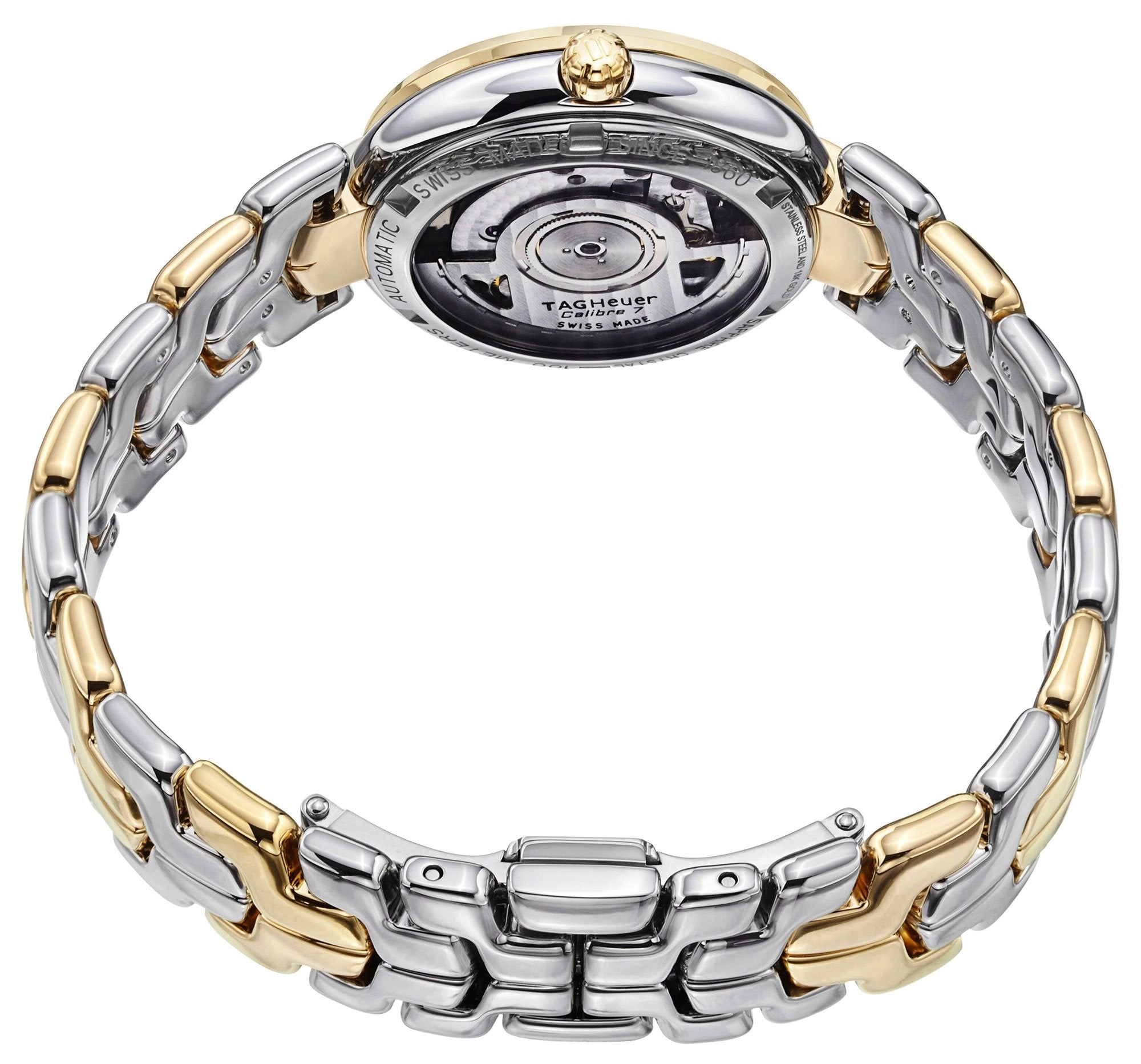 TAG Heuer Link Automatic Yellow Gold and Steel Mother-of-Pearl Dial Diamonds Date Womens Watch WAT2351.BB0957