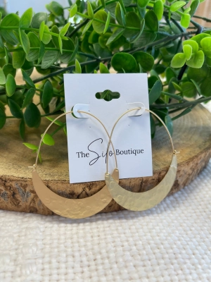 Thin Hammered Semi Circle Hoop Earrings