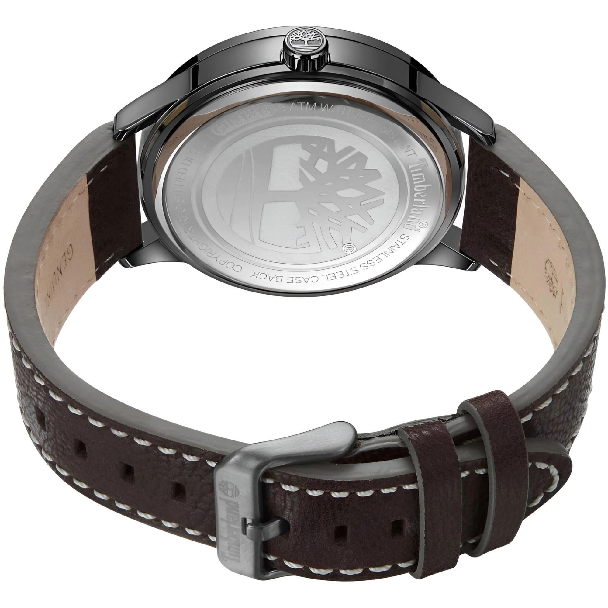 Timberland Men's Watch - Classic Grey Dial Dark Brown Leather Strap | TDWGB2181502
